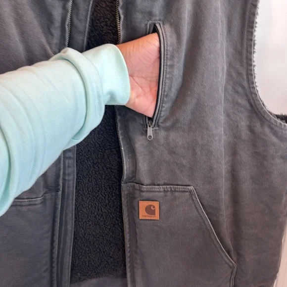 Carhartt Men's Washed Duck Sherpa-Lined Mock-Neck Vest size 2XL - Picture 11 of 11